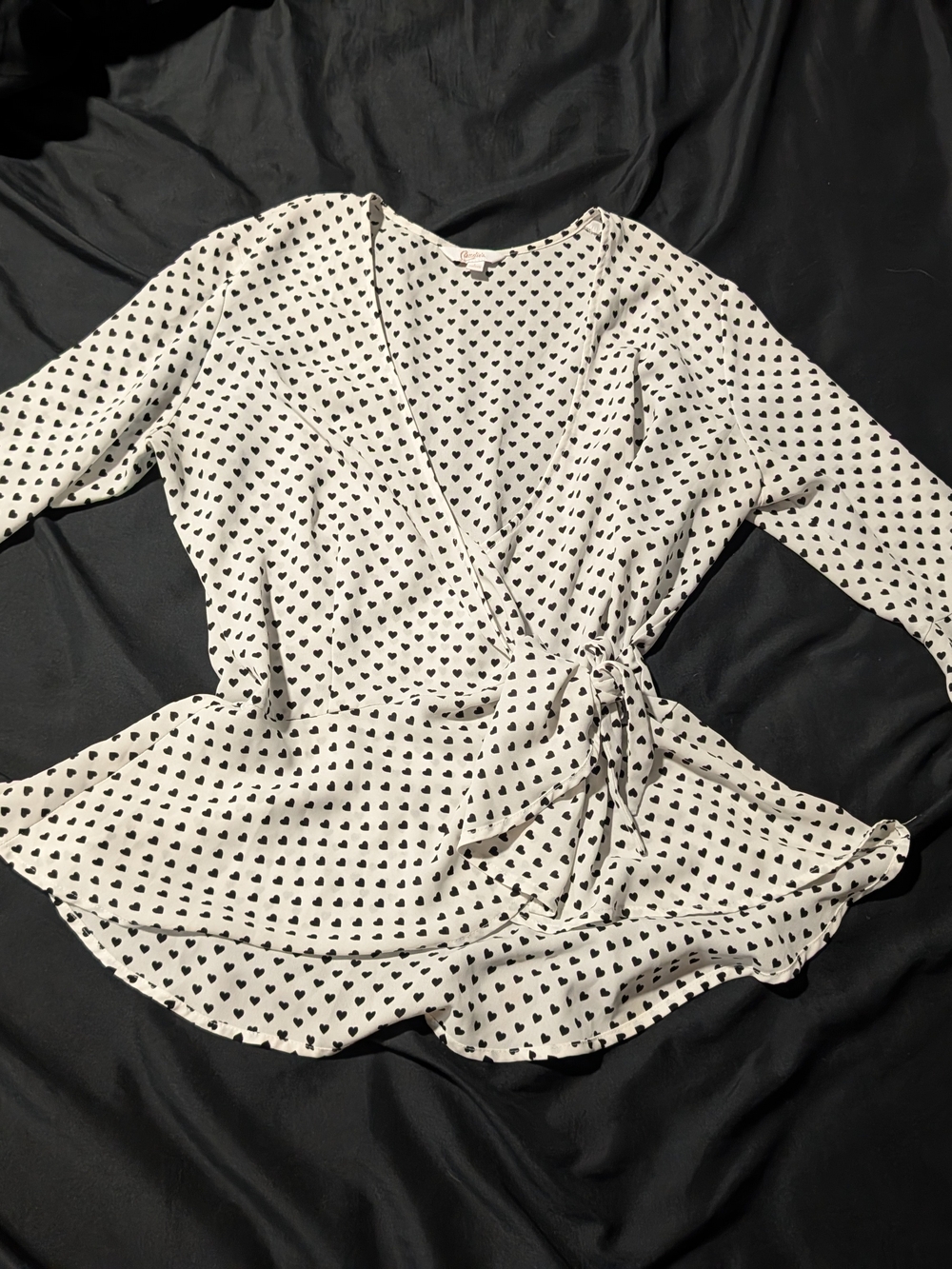 Candie's Black Heart Print White Top